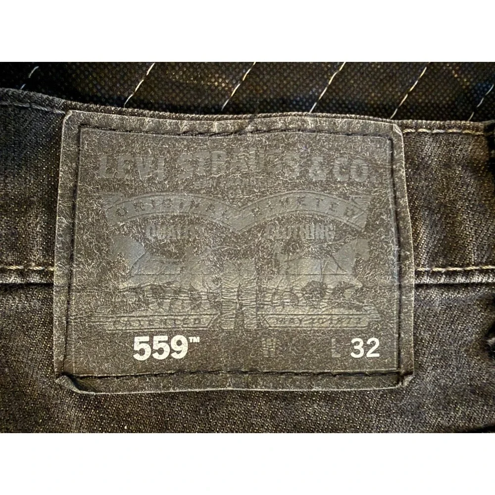 Levi's 559 Relaxed Straight Jeans Mens 48x32 Black Red Tab Stretch Denim